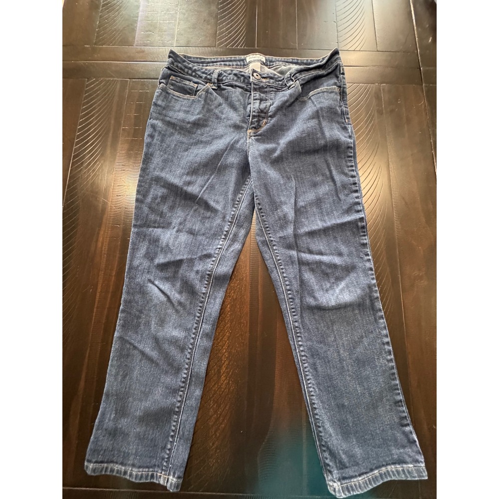 St Johns Bay Womens Size 12 Straight Leg Jeans Medium Wash Denim Blue Pants